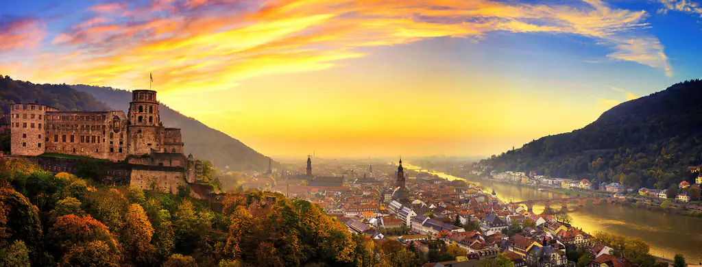 Heidelberger Schloss bei Sonnenuntergang